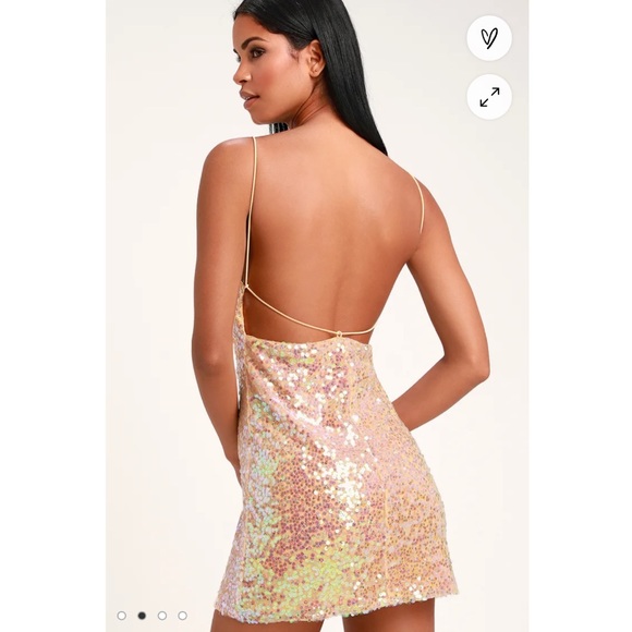 LULU’s Force of Fashion Peach Iridescent Backless Sequin Mini Dress - Picture 3 of 11